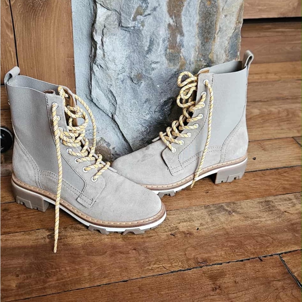 Rag & Bone Shilo Suede Combat Lace-Up Boots Light Sand